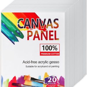 20 Pack 11x14 Inch Canvas Boards for Painting, Blank Canvases for Painting, Triple Primed for Oil & Acrylic Paints, 100% Cotton Canvas Panels for Acrylics Oil Watercolor Tempera Paints, 3mm Thickness