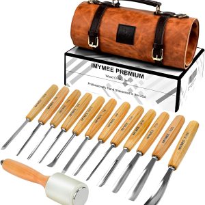Wood Carving Tools Set of 12 Chisels With PU Storage Bag,Wood Carving Chisels,Sharp Cr-V 65 Steel Blades,Wood Chisels for Woodworking,Wood Whittling Kit for Beginners,Wood Carving Kit